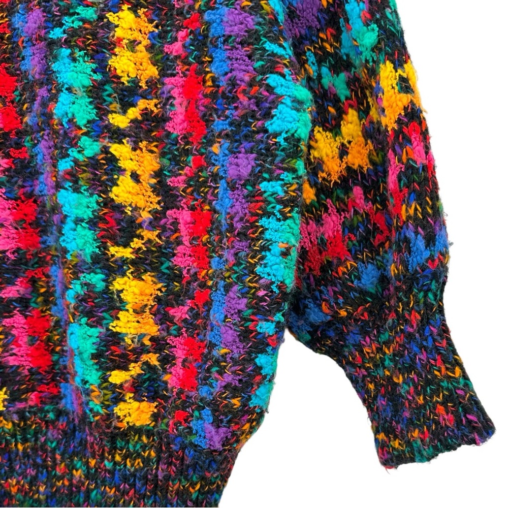 Vintage Colter Bay Black Pink Multicolor Chunky Knit Relaxed Loose Fit Sweater - Picture 3 of 6